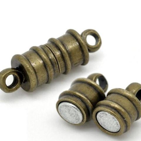 2 Antique Bronze Strong Magnetic Clasps 17x6mm  .  fcl0069