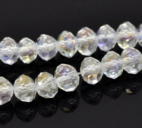 8mm Clear AB Color Crystal Glass Faceted Rondelle Beads 24 beads bgl1053