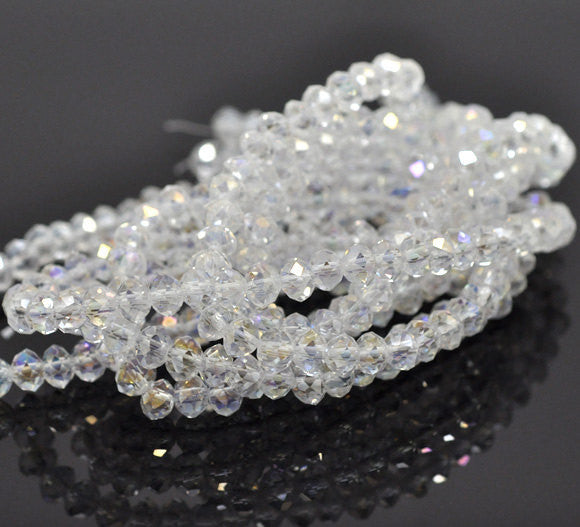 17" strand  Clear AB Color Crystal Glass Faceted Rondelle Beads 6mm . about 100 beads bgl1038