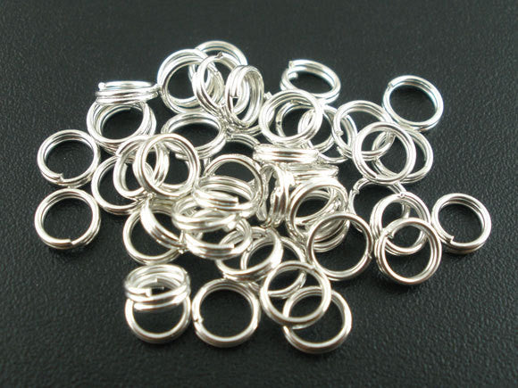 50 SMALL Silver Plated Double Loops Split Rings Open Jump Rings 5mm jum0053a