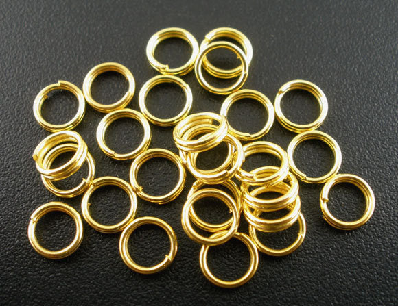 50 SMALL Gold Plated Double Loops Split Rings Open Jump Rings 5mm jum0006a