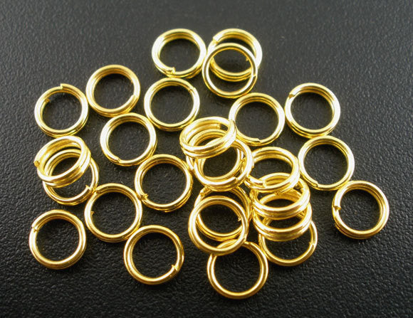 50 SMALL Gold Plated Double Loops Split Rings Open Jump Rings 4mm jum0095a
