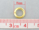 Bulk Package 200 Gold Plated Open Jump Rings 8mm x 1.5mm, 15 gauge wire  jum0062b