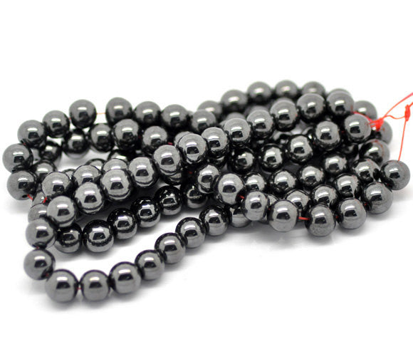 8mm HEMATITE GEMSTONE Round Beads . 1 strand, 50 beads  ghe0022