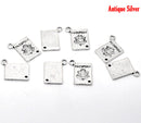 10 - Silver Metal PASSPORT Charm Pendants 18x12mm . chs0286