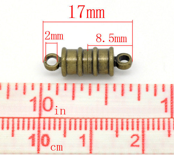 2 Antique Bronze Strong Magnetic Clasps 17x6mm  .  fcl0069