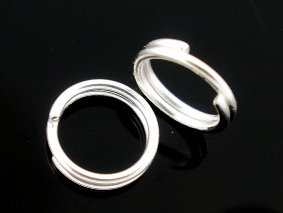 50 Silver Plated Double Loops Split Rings Open Jump Rings 10mm  jum0037a