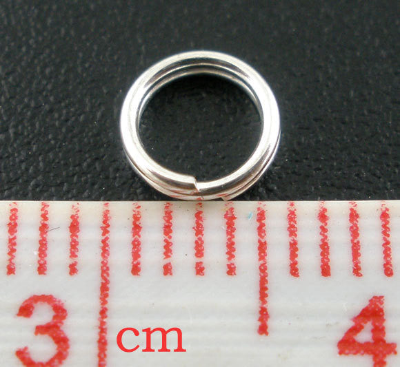 50 SMALL Silver Plated Double Loops Split Rings Open Jump Rings 5mm jum0053a