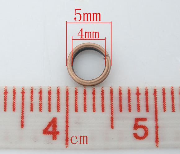 50 SMALL Copper Plated Double Loops Split Rings Open Jump Rings 5mm jum0052a