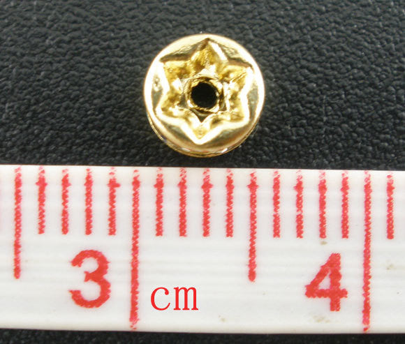 5mm Gold Plated CLEAR Rhinestone Crystal Spacer Rondelle Beads . 10 pieces bme0077