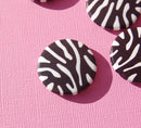 4 Large Zebra Striped Round Disc Beads . 30mm . bac0226