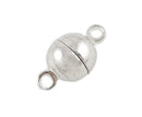 4 Brass Magnetic Clasps, Silver Metal Color, Nickel Free, 8mm fcl0007