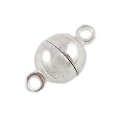 5 Brass Magnetic Clasps, Silver Metal Color, Nickel Free, 6mm    always shipped from the USA fcl0074