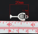 6 - Silver Tone Wine Cup Glass Charm Pendants 20x9mm  First Communion Eucharist. chs0622
