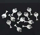 6 - Silver Tone Wine Cup Glass Charm Pendants 20x9mm  First Communion Eucharist. chs0622