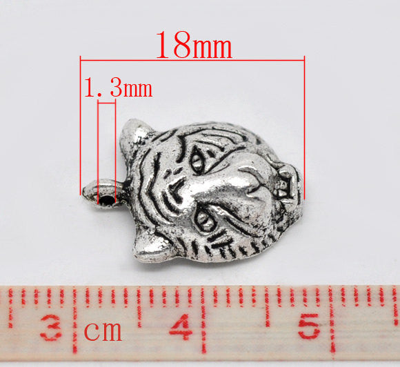 50 bulk package Silver Metal TIGER MASCOT School Team Charms or Pendants .  18x13mm  chs0730b