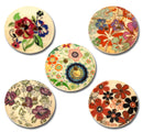 10 Large Painted 2-Hole FLORAL WOOD BUTTONS . 23mm  . Scrapbooking . Beading . Sewing  but0174