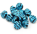6 TURQUOISE BLUE Helix Wavy Shaped Zebra Striped Acrylic Spacer Beads 23x18mm . bac0206a