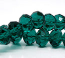 8mm x 6mm MALACHITE GREEN Emerald Transparent Crystal Glass Faceted Rondelle Beads . 24 beads  bgl0596