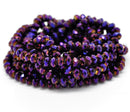 8x6mm Dark ROYAL PURPLE Metallic AB Color Crystal Glass Faceted Rondelle Beads . 24 beads  bgl0597