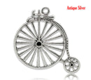 2 Silver Pewter PENNY FARTHING Old Fashioned Bicycle Charm Pendants  50x46mm . chs0279