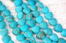 8 STONE PUFFY HEART Beads .  Turquoise Blue 11x11mm  how0124