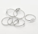 20 Silver Tone Metal Ring Blanks . Thin Band . size 7.5-9.5, adjustable. fin0271
