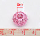 10 Small Wire Mesh Beads for Hoop Earrings . 14x12mm, mixed colors, large holes, fits European Chains bme0325
