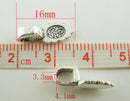 20 Silver Tone Metal SCALLOPED Spoon Glue-On Bails for Pendants  16x6mm   flat back  fba0020