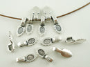 20 Silver Tone Metal SCALLOPED Spoon Glue-On Bails for Pendants  16x6mm   flat back  fba0020