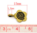 6 Antique Gold Tone Metal FLOWER Swirl Glue-On Bails for Pendants  15x11mm   flat back . fba0034