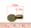 10 Antique Bronze Tone Metal CIRCLE DISC Round Glue-On Bails for Pendants 18x10mm flat back fba0049