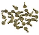 10 Antique Bronze Tone Metal CIRCLE DISC Round Glue-On Bails for Pendants 18x10mm flat back fba0049