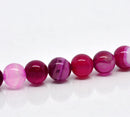8mm Hot Pink Fuchsia Fuschia ROUND Dyed Agate Beads . 1 strand 15.5" . 48 beads  gag0102