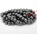 10mm Round HEMATITE Gemstone Beads . 1 strand 15.5" . 40 beads   ghe0033