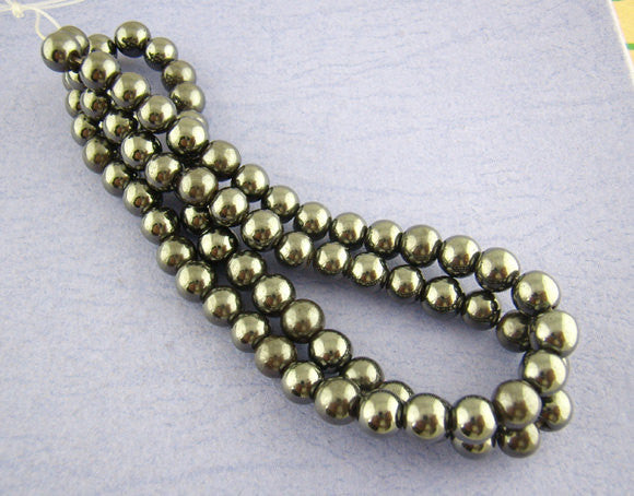 6mm Round MAGNETIC HEMATITE Gemstone Beads . 30 beads ghe0074