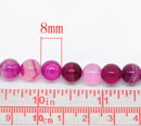 8mm Hot Pink Fuchsia Fuschia ROUND Dyed Agate Beads . 1 strand 15.5" . 48 beads  gag0102