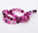 8mm Hot Pink Fuchsia Fuschia ROUND Dyed Agate Beads . 1 strand 15.5" . 48 beads  gag0102
