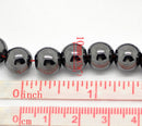 10mm Round HEMATITE Gemstone Beads . 1 strand 15.5" . 40 beads   ghe0033