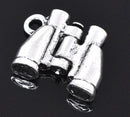 6 Binoculars Charm Pendants, Camping Theme Charms, Bird Watching Charms, Silver Tone Metal  17x14mm . moveable chs1844