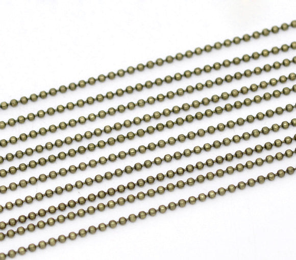 10 meters (over 32 feet) Antique Bronze Gold Tone Metal Ball Chain 1.5mm  fch0133