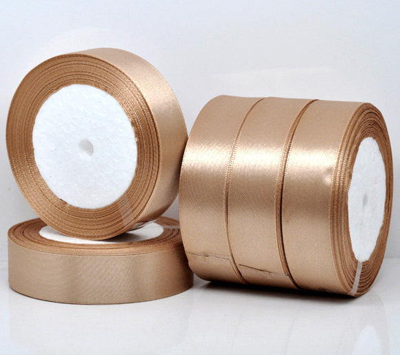 1 inch wide CAFE AU LAIT Satin Ribbon for Weddings, Scrapbooking, Jewelry Making, Sewing, Gift Wrap . 25 yards rib0011