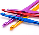 Full Set of 12 Aluminum Crochet Hooks, sizes 2.5mm to 10mm . vibrant colors  tol0196