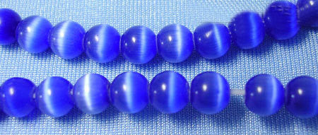 ROYAL BLUE 4mm Round Cats Eye Glass Beads . 1 strand . 15.5" long bgl0484