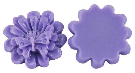 10 Unique Resin Acrylic BUTTERFLY and FLOWER CABOCHONS flat back in Lavender Purple  17mm cab0095