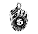 6 Silver Tone Metal Baseball Glove Charm Pendants 21x15mm . chs0352