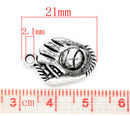 6 Silver Tone Metal Baseball Glove Charm Pendants 21x15mm . chs0352