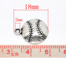 10 Silver Tone Metal Baseball / Softball Charm Pendants 18x14.5mm chs0114