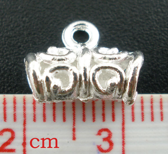 10 Silver Plated Swirl Filigree Pattern Tube Spacer Beads with Bail. 11mm x 5mm FBA0004a