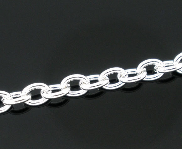 Silver Plated Cable Link Chain 10 meters (30 feet)  3.5mm x 2.5mm fch0017